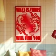 Tiger Poster, 70s Poster, Aesthetic Art, Red Wall Art, Trendy Art Prints, Vintage Poster, Psychedeli