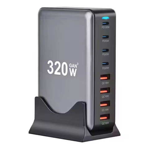 USB C Fast 320W Desktop GaN Charger 8-port USB Type C PD Charger Fast Charge 3.0 USB Type C Fast Cha