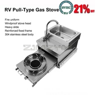 RV Stainless Steel Gas Stove Pull-out Slide Out Kitchen For Camper Trailer Caravan Motorhome With si