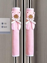 1入組可愛甜美布質冰箱門把手套，可雙開的冰箱把手保護套，淺粉色