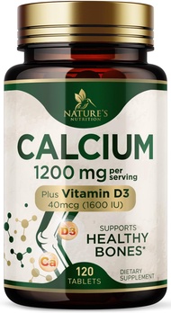 Calcium 1200 mg with Vitamin D3, Calcium Supplement Vitamins, Supports Bone Strength, Teeth & Immune
