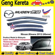 Air Press Window Mugen Acrylic Door Visor Tingkap Kening Kereta Deflector Nissan Almera (4Pcs x 9cm)