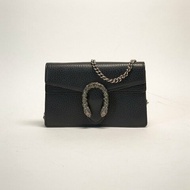 GUCCI Dionysus酒神超Mini16.5黑色牛皮銀扣肩背包