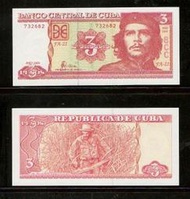 【低價外鈔】古巴2004 年 3PESO 古巴披索 紙鈔一枚，切 格瓦拉肖像，少見~