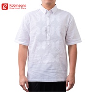 Executive Men's Embroidered Shortsleeves Gusot Mayaman Office Barong (White)