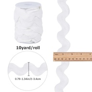 0.78 inch-1.33 inch/20-34mm Wide Rick Rack Trim 10 Yards White Wave Bending Fringe Trim Braided Wove