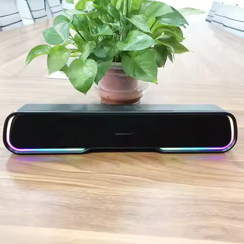 Wireless RGB Light Bluetooth Speaker, Portable Soundbar Speaker with LED Lights, Desktop Mini Audio 