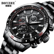 【手錶石英錶機械錶】BOYZHE博雅哲瑞士全自動機械表精鋼錶帶夜光防水時尚運動男士手錶WL012G