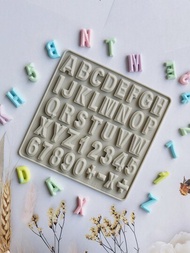 1入組40格字母&amp;數字&amp;符號矽膠模具,可用於diy糖果、巧克力、餅乾、蛋糕裝飾與烘焙