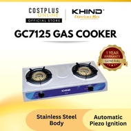 Khind GC7125 Gas Stove - 2 Hob Double Burner, Stainless Steel Body, Cyclone Brass Burners 瓦斯炉
