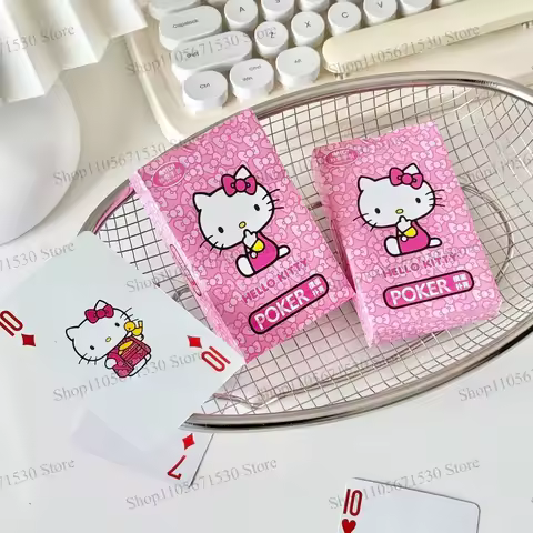 Kawaii Sanrio Hello Kitty Cute Cartoon Playing Cards Fun Leisure Game Card Set Entertainment Gift fo