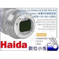 數位小兔【Haida 海大 HD4567 後置鏡頭ND濾鏡套組】Sigma 14-24mm F2.8 Sony Leica ND0.9+1.2+1.8+3.0