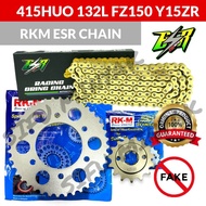 NEW!! ESR 415 SPROCKET SET RKM CHAIN GOLD O RING ESR 132L FZ150 FZ Y15ZR Y15 Y16ZR Y16 RANTAI SET 415HUO-132L