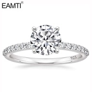 EAMTI 925 Sterling Silver 1.25 CT Round Solitaire Cubic Zirconia Engagement Ring Halo Promise Ring S