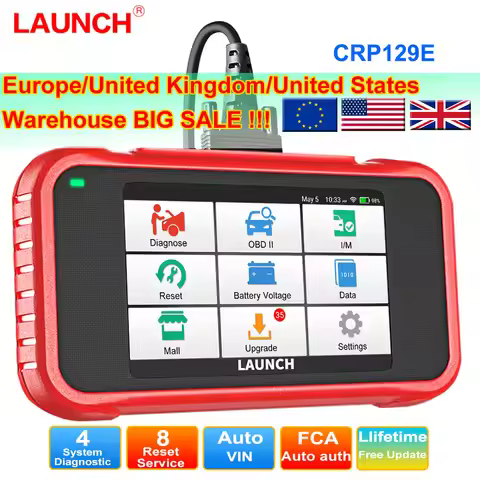 LAUNCH X431 CRP129E Car OBD2 Scanner Diagnostic Tool 8 Reset Services Auto VIN Scan Battery Diagnost