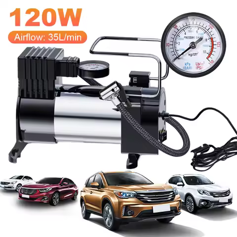12V Electric Air Pump Car Tire Pump with Pressure Gauge Portable Car Compressor Tire Inflator Mini L