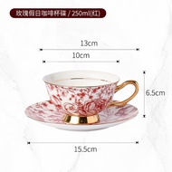 Rose Holiday Coffee Cup Saucer Advanced Sense Light Luxury High Beauty Value Gold Edge Ceramic Black
