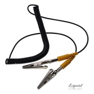 ESPOIR Anti-Static ESD Grounding Cable, Black 2mm Coiled Cord, Freedom From Tangles PU,Metal 180cm /