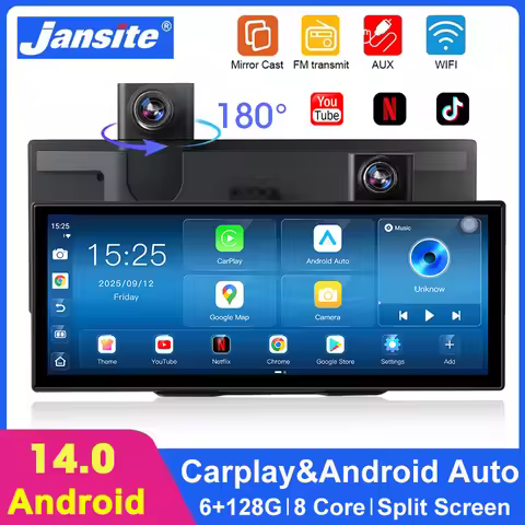 11.26" Carplay Screen Android 14 6+128G Dashcam 8 Core 5G WIFI Wireless CarPlay & Android Auto Split