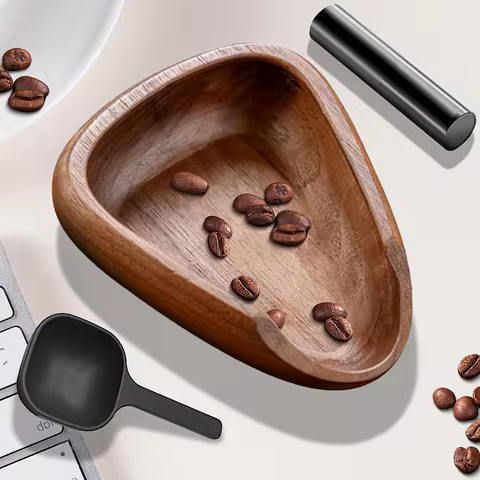 Wooden Coffee Bean Dosing Cup with Spray Bottle and Measuring Spoon Set, Multifunctional Weigh Dosin