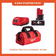MILWAUKEE M12 Battery Starter Pack M12-201B M12-401B Battery M12-601B C12C Charger MCB-M12 Bag M12B2