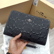Coach Signature Handbag Embossed Key Code Handbag Clutch Leather import Unisex