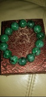 缅甸翡翠A货老花青珠串