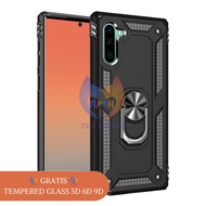 PROMO Case Samsung Galaxy Note 10 Hardcase 360 Military Kickstand Magnetic TPU + FREE Tempered Glass