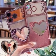 JRYU OPPO Heart Diamond Pop Stand With Mirror Softcase Oppo A6 PRO A5X A5i A3X A3 PRO A5 PRO A60 A5S