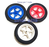 Roda belakang tricycle ban luar karet velg plastik per 1 roda diameter lubang 1cm lebar velg 14.5cm