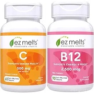 EZ Melts Vitamin C and B12 Sublingual Vitamin Bundle, Sugar Free
