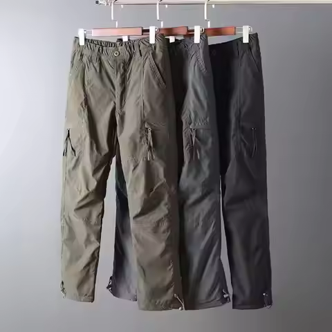 Men Polyester Pants Men Fleece-lined Cargo Pants Men's Thick Fleece Lined Cargo Pants Multi Pocket S
