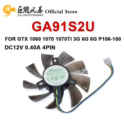 New 85mm Diameter Graphics Card Cooling Fan GA91S2U PFTA 0.40A DC12V 4PIN For GTX 1060 1070 1070Ti 3