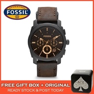 FossiI FS4656 Machine Mid-Size Chronograph Brown Leather Men Watch Watches Jam Tangan Lelaki