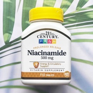 ไนอาซินาไมด์ วิตามินบี Niacinamide 500 mg 110 Tablets (21st Century®)