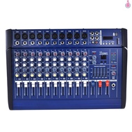 10 Channels Powered Mixer Amplifier Digital Audio Mixing Console Amp with 48V Phantom Power USB/ SD Slot for Recording DJ Stage Karaoke [Tpe1]