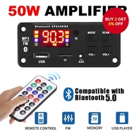 Handsfree 50W Amplifier DIY MP3 Board DC 12V Bluetooth 5.0 USB FM AUX 3.5mm TF Radio