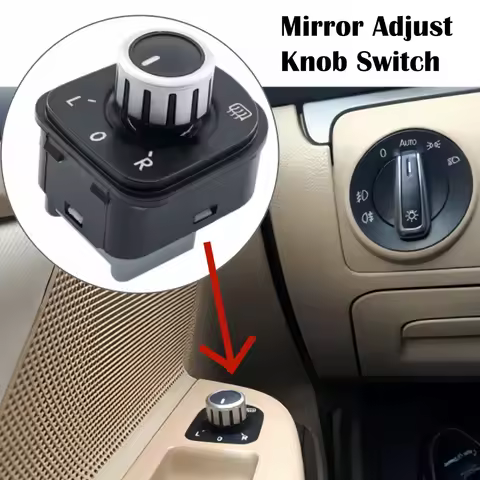 OEM 5ND959565A 5K0 959 565 Chrome Mirror Adjust Knob Switch for V-W Passat B6 J-etta Golf G-TI MK5 M