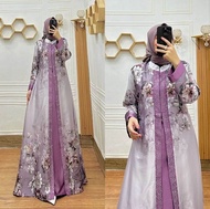 (COD) GAMIS ARMANY SILK PRINTING MIX SATIN PLUS PAYET TERBARU// GAMIS PESTA MUSLIMAH TERLARIS