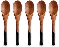 J-kitchens Wooden Paint Sorting Multi-Spoon, Small, Black, Set of 5, 4.8 x 1.0 inches (12.3 x 2.5 cm