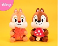 台灣直送🍄正版✨Disney 迪士尼 Chip n Dale 蘑菇楓葉款 公仔 毛公仔 大鼻 鋼牙