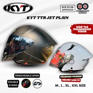Helmet KYT TTR JET PLAIN GRL GREY, WHITE, MATT BLACK, SEA BLUE, STELLAR COLOUR Siap Combo Visor (Siz