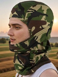 終極戶外迷彩風口罩帽：透氣耐用簡約臉部防護，適合狩獵和探險 - 無尺寸限制