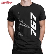 Men T-Shirt Boeing 767 Silhouette Top View Airplane Pilot Hipster Cotton Tees Short Sleeve T Shirts 