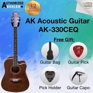 A&K Acoustic Guitar AK-330CEQ with Pick Up, Bundle with Guitar Bag ,Pick,Capo and Pick Holder.