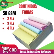 2ply, 3ply, 4ply Carbonless Continuous Computer Form 9.5X11inches | 9.5 x 5.5 inches Colored