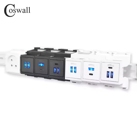 C45 DIN Rail Type-A&Type-C USB Charger 18W Fast Charger in PDU Cabinet With Blue Glowing Pillar