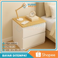 FURNIHOLIC Bedside Table - Bedside Table - Minimalist 2-Tier Bedside Table