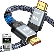 Highwings 8K 10K HDMI Cable 48Gbps 6.6FT/2M, Certified Ultra High Speed HDMI® Cable Braided Cord-4K@120Hz 8K@60Hz, DTS:X, HDCP 2.2 &amp; 2.3, HDR 10 Compatible with Roku TV/PS5/HDTV/Blu-ray