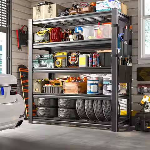 Storage Shelves,38.2" W Heavy Duty Garage Shelving Load 2500LBS,Metal Shelving Units with Tool Stora